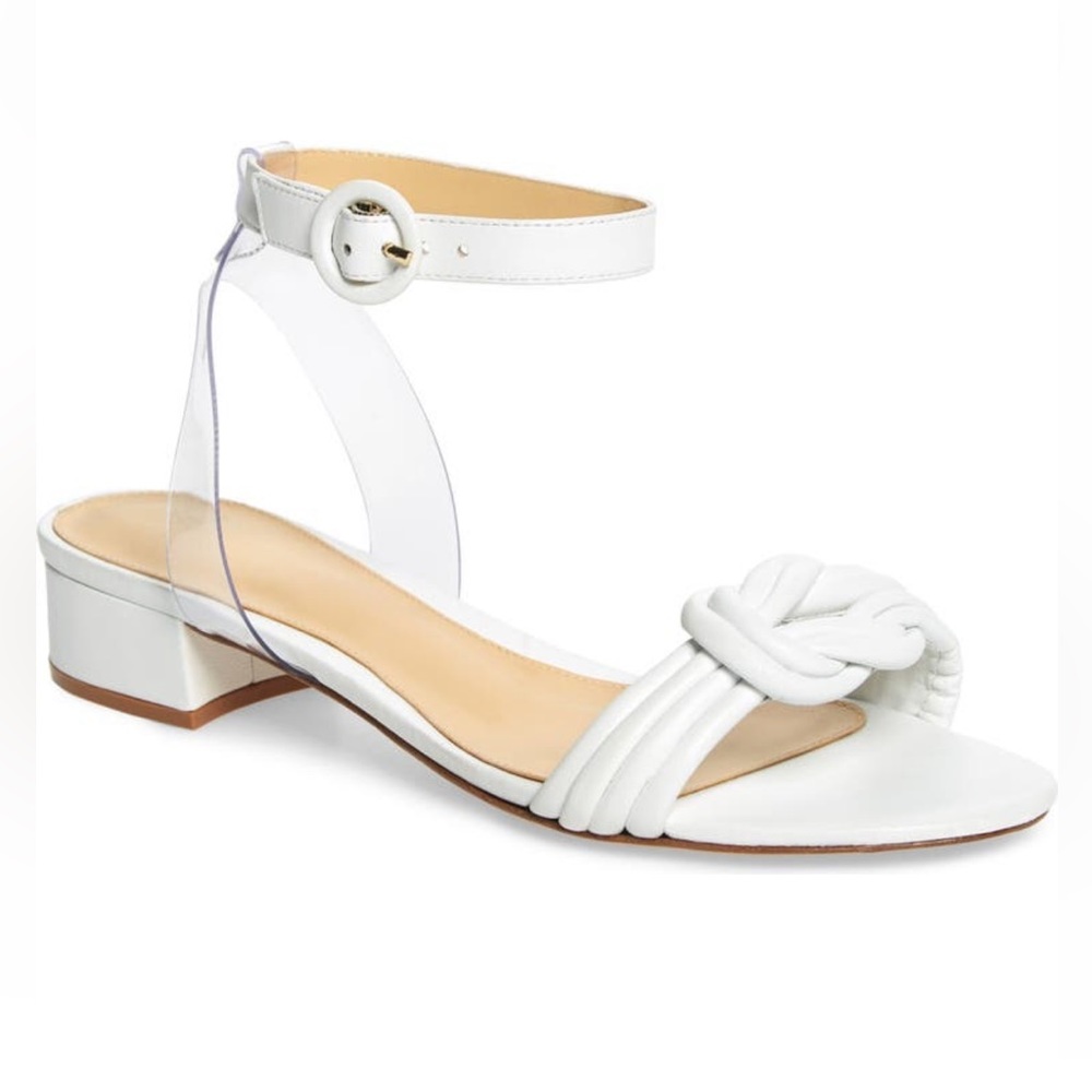 Alexander Birman Vicky Ankle Strap White Sandals, Size 38.5 (7.5 US)